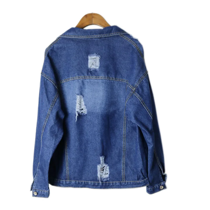 Holes Denim Jacket Female 2017 Autumn New Women Coats Trend Patch Chaquetas Mujer Loose Dames Jassen Casacos All-Match Abrigos