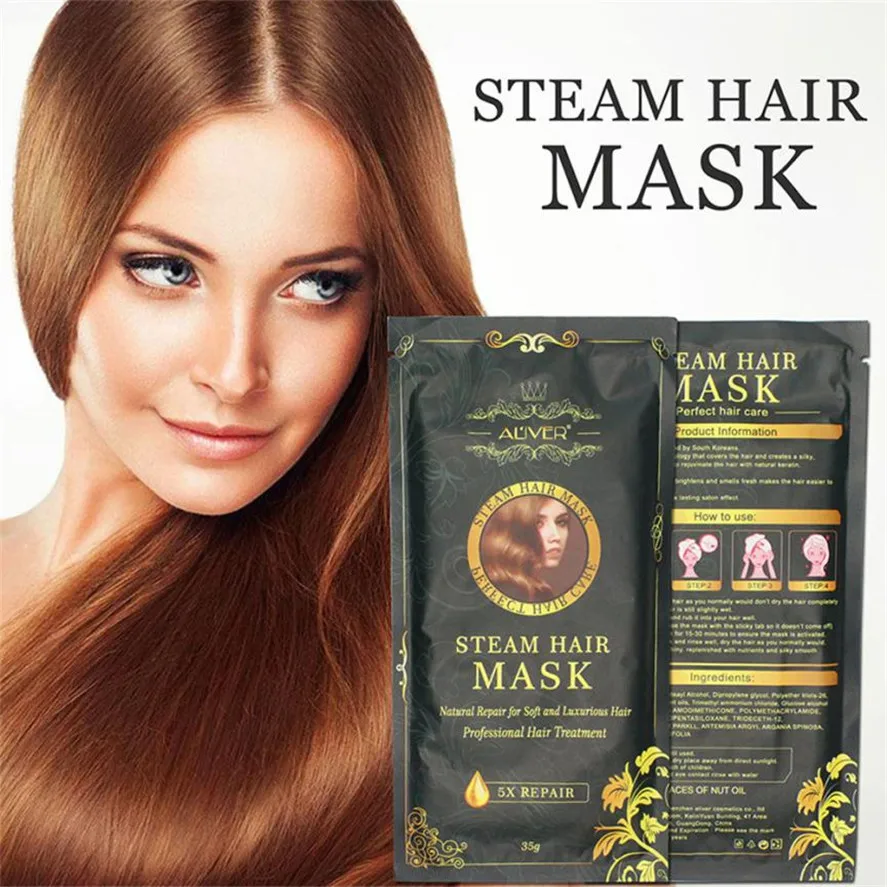 Hair Mask Aliver 1PC Automatic Heating Steam Hair Mask Keratin Argan