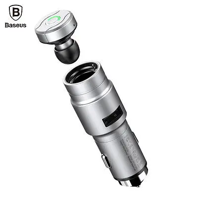 

Baseus Portable Wireless Bluetooth Earphone Headphone Car Charger 2 in 1 Bluetooth Headset and 2.4A Fast Car Phone Charger