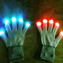 7 Mode Flashing Light Up Fingertip LED Gloves Mittens Rave Party Disco Gloves LH8s