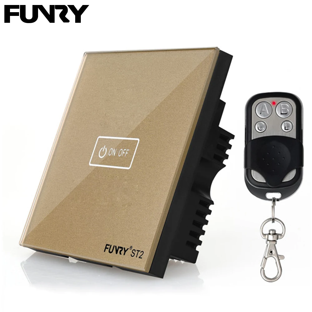 

Funry UK Standard ST2 1Gang 170V-240V RF433MHz Wall Sensor Switch Touch Glass Switch Tempered Glass Sensor Surface Waterproof