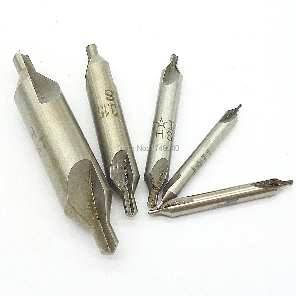 5pc HSS Center Drills 60 Degree Combined Countersinks Degree Angle Bit