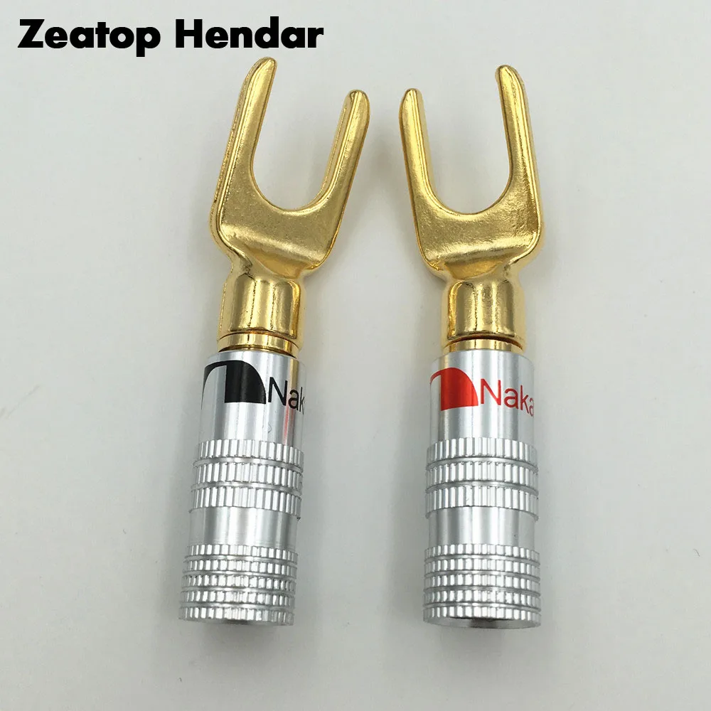 

2Pcs Gold Plated Nakamichi Brass Y Y U- type Screw Spade Terminal BINDING POST Banana Plug Speaker Cable Wire Connector