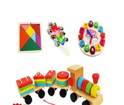 Супер-предложение 4 в 1 деревянные детские погремушки/ORF музыкальные игрушки здания Часы и блоки деревянный поезд детские развивающие