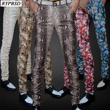 Новинка, модные кожаные мужские брюки, тонкие, с принтом, персональные, искусственная кожа, брюки, высокое качество, на молнии, ПУ кожа, мужские кожаные брюки, 27-36