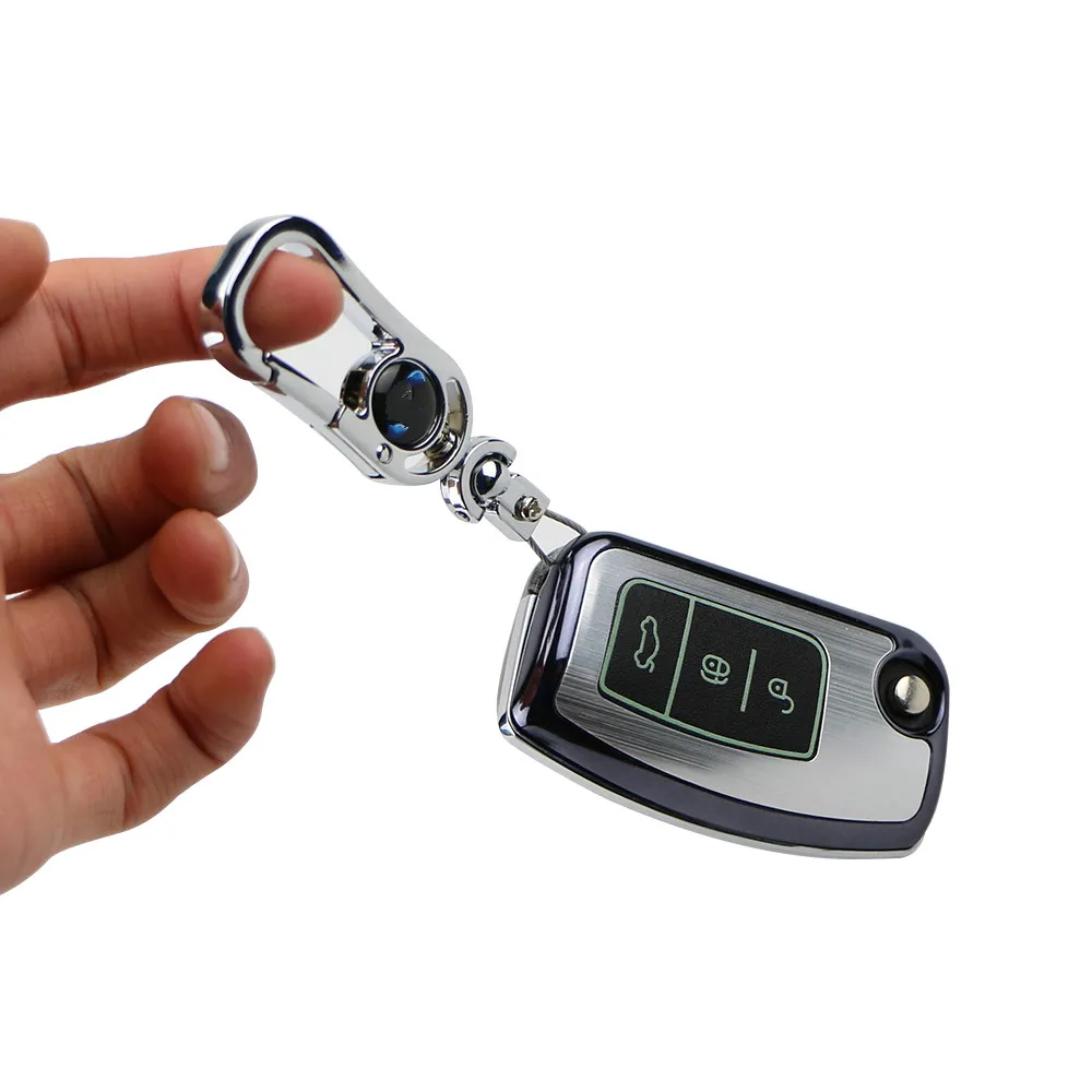

Zinc Alloy Car Key Case Cover for Ford Fiesta Focus 2 Ecosport Kuga Escape Car Flip Folding Remote Key Case 3 Buttons