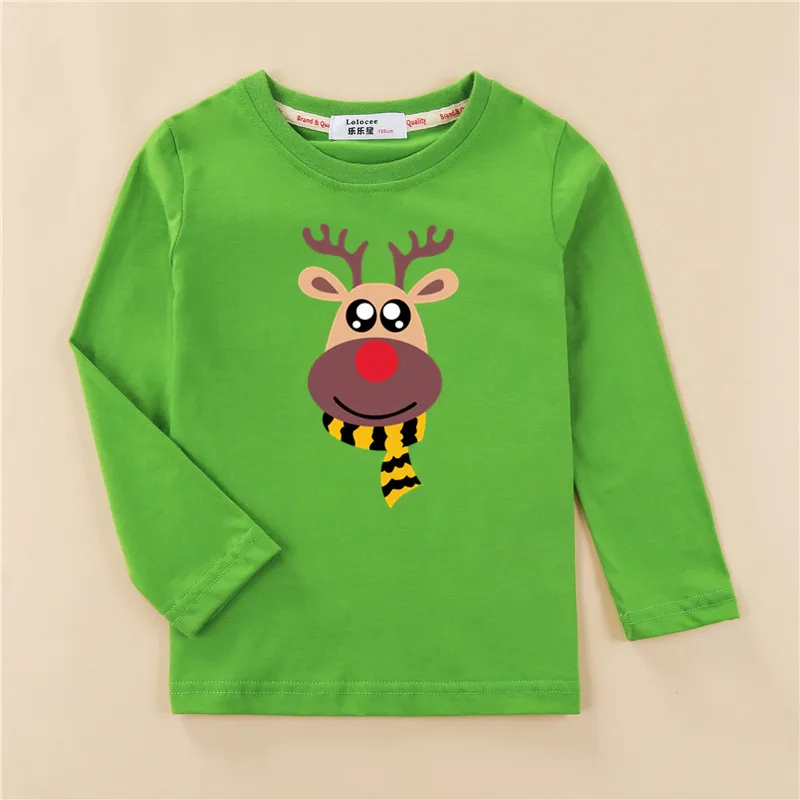 Коллекция года, детская одежда для рождественской вечеринки с оленем хлопковая Футболка с рисунком для маленьких девочек футболка с длинным рукавом для мальчиков футболка для родителей и детей