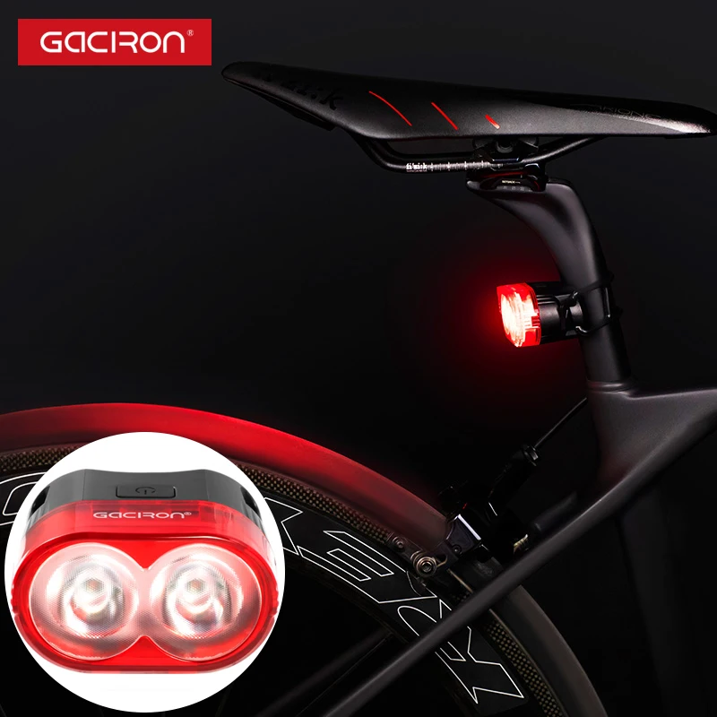 

Gaciron 60 Lumen Smart Light MTB Road Bike Taillight Waterproof Rechargeable Bicycle Rear Lamp Flat/Round Seatpost Warning light