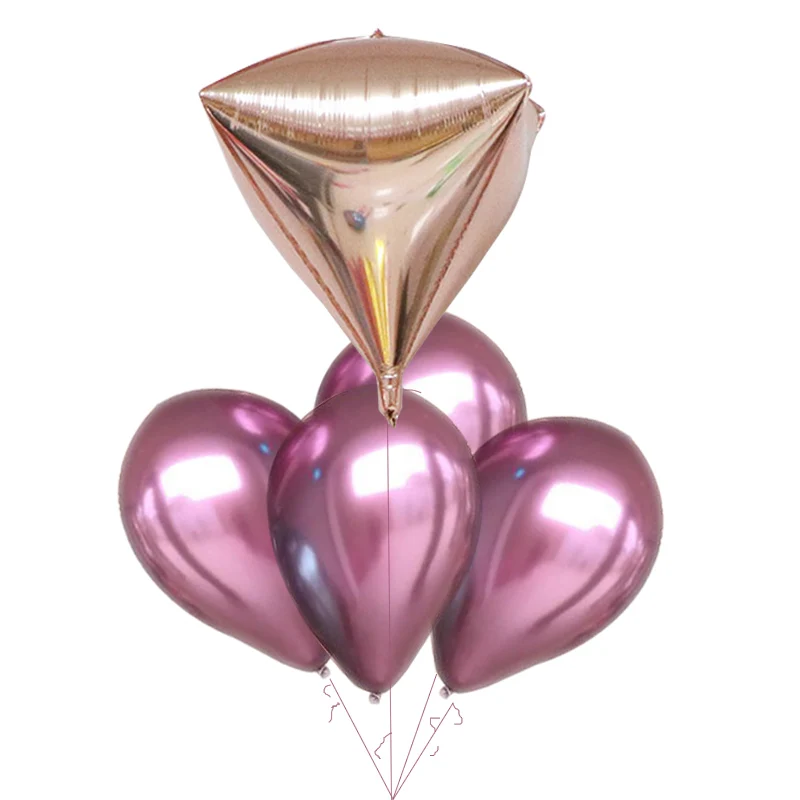 

5pcs 3D Diamond wedding birthday party Event balloons Helium Metallic Alloy Colors Latex globos Table decor baby shower kid'toy