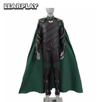 

2018 Laufeyson Cosplay Costume Men Green Armor Suit Halloween Party Outfit Full Set with Cloak Performance Role Playing