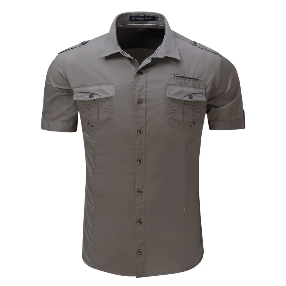 Men Dress Shirts Summer Short Sleeve Man's Solid Shirt 100Cotton Boy