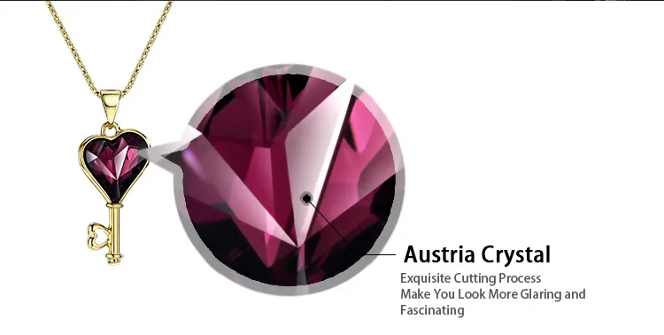 Neoglory Австрия Кристалл длинное ожерелье ключ сердце дизайн светильник желтое золото цвет элегантный модный стиль для женщин романтическая распродажа