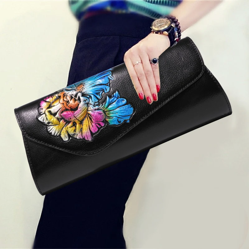

National Clutch Wallet Fashion Style Genuine Leather Top Leather Crossbody Bags Women Shoulder Bag Casual Cover Purse Vintage