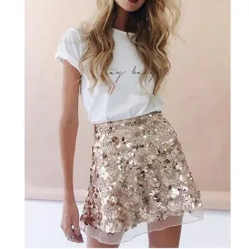 

2018 new arrival China Cheap Bing skirt Girl Party Women winter skirt short sequin Bling sequind gold silver A Line wholesale