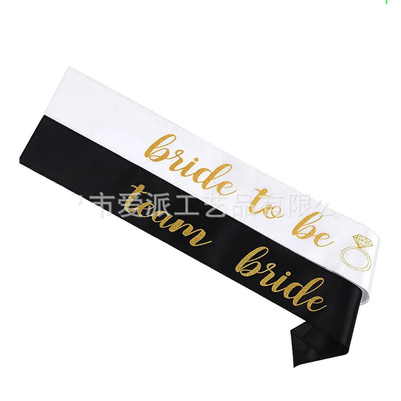 6pcs White Bride to Be Sash with Black Team Bride  Bachelorette Party Sash for Hen Party Wedding Bridal Shower Gold Letter PAT19 (2)