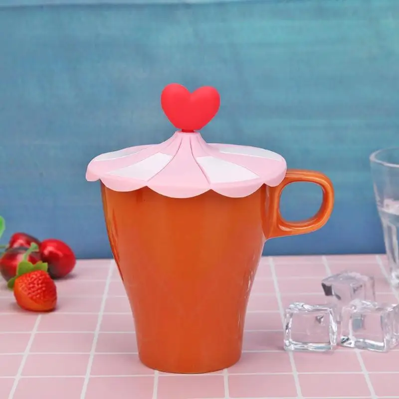 1 Cartoon Heat Resistant Silicone Cup Lid Leakproof Cups Cover Tea Cup Suction Unique Soft Silica Gel Has Good Anti-Skid Effect