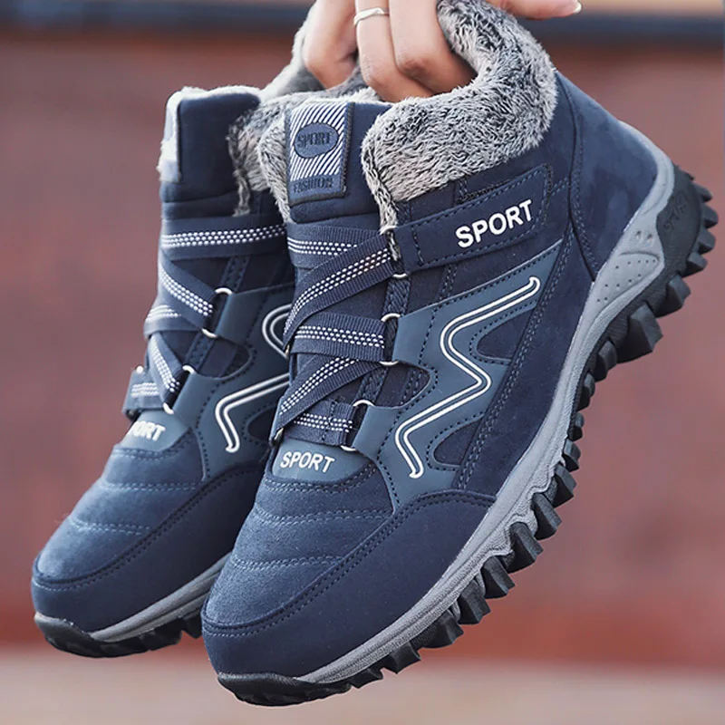 

Winter Snow Boots For Men With Fur Sneakers Male Shoes Adult Casual shoes Waterproof Rubber Ankle Warm Boots Mans footwear