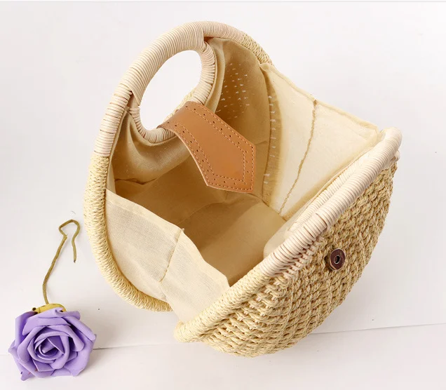 Уникальная Ретро женская сумка из ротанга, ручная работа, тканая Сумочка, модная индивидуальная Женская милая пляжная сумка D109