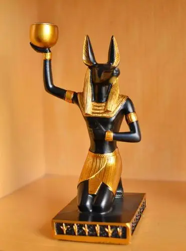 Египетский стиль Декор собака Бог Anubis статуэтки Настольный подсвечник свадебный домашний орнамент Египетский декоративный подсвечник - Цвет: right