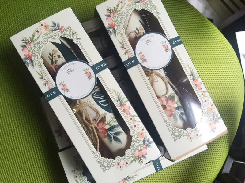 Роскошная Свадебная коробка для приглашений из ПВХ с цветочным принтом