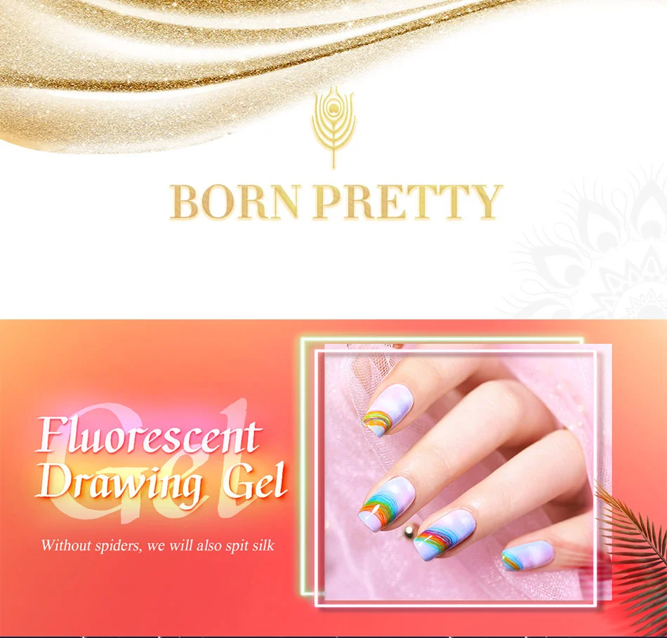 BORN PRETTY, 5 мл, флуоресцентный рисунок, Гель-лак для ногтей, тянущаяся линия, гель, толстая упругая краска, УФ-гель, замачиваемый, паучий Гель-лак