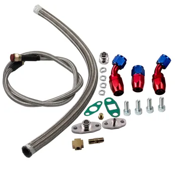 

T3/T4 TURBO OIL RETURN + BRAIDED FEED LINE T3 T4 T04E COMPLETE KIT FOR HONDA