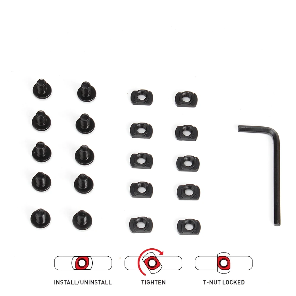 ohhunt 10 Pcs Tactical Steel M-LOK Screws and Nuts Replacement for Hunting Handguard Rail Mount Sections with Allen Wrench (5)