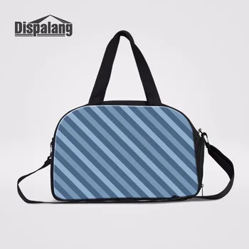 

Dispalang Men Hand Luggage Travel Duffle Bags Large Capacity Travel Bag+Indepedent Shoe Bit Blue Striped Weekend Overnight Bag