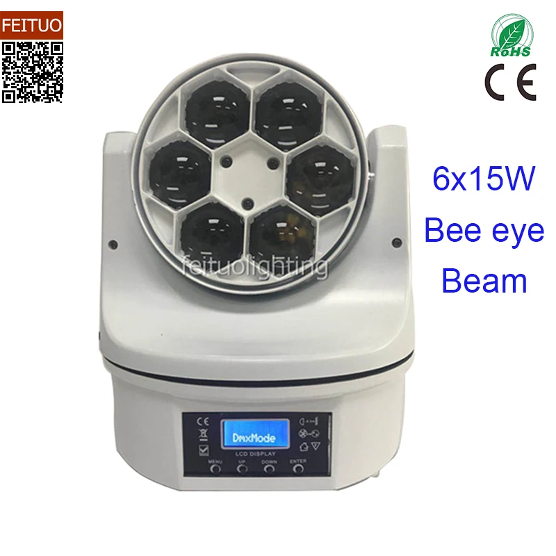 

A- 4X beam moving head 6x15w bee eye 4in1 quad rgbw fast rotation Color System Suitable fo Stage effect decoration, Bar, KTV