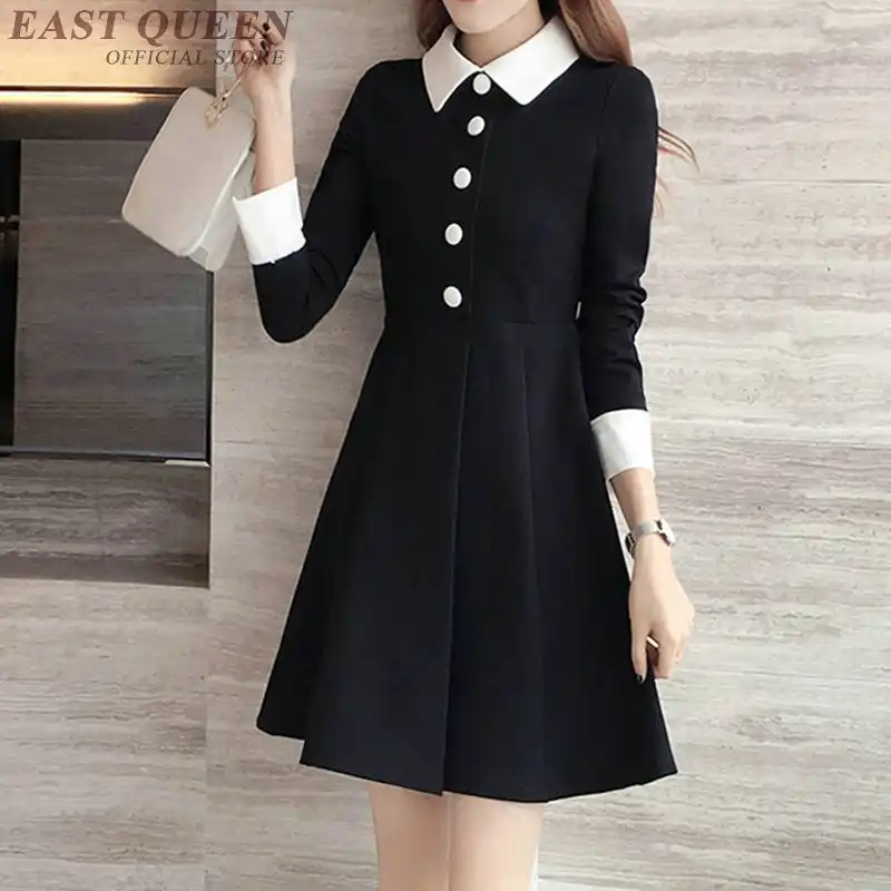 womens black dress with white collar