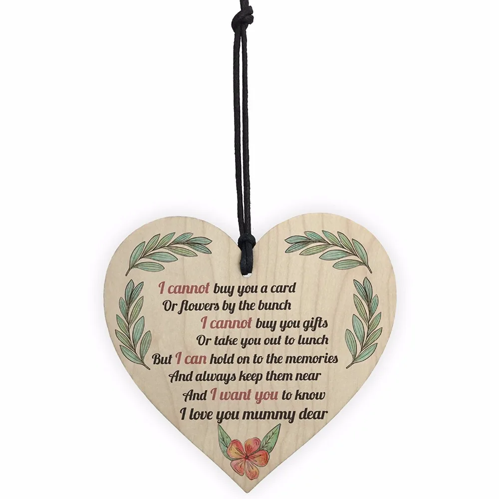 Meijiafei Mum Memorial Poem деревянный висячий знак в форме сердца День матери знаки памятная