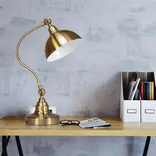 Классическая настольная лампа, современный офисный кабинет, регулируемая направленная настольная лампа, медный цвет, домашнее освещение
