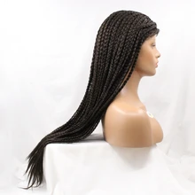 Dlme Braiding None Lace Wig with Babyhair 18-26 inches Natural Black Full Hand Straight Box Braid Synthetic Hair For Black Women