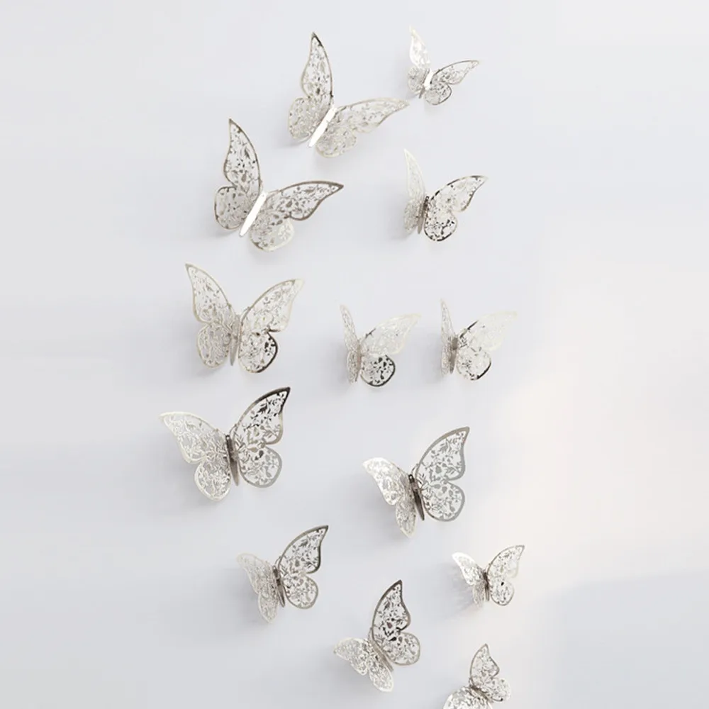 12 шт. ПВХ 3d бабочка Настенный декор милые бабочки настенные наклейки для девочек комнаты художественные наклейки украшение дома комнаты стены искусства 6
