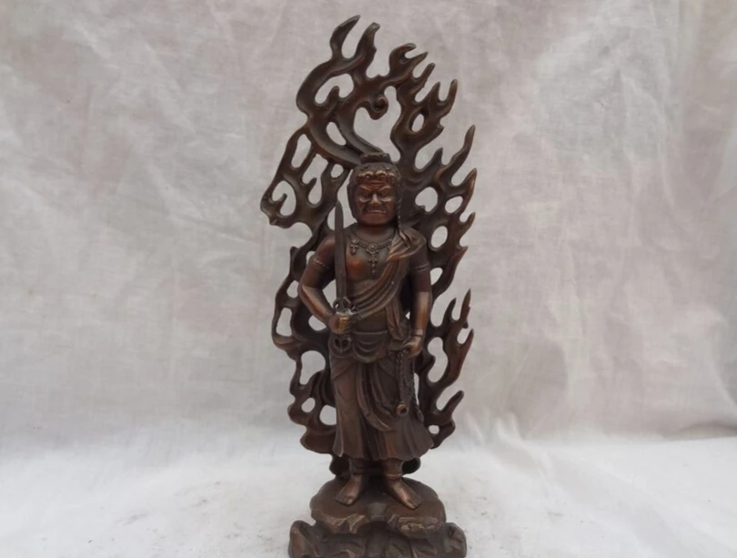 

song voge gem S3042 8" Tibet Buddhist Bronze Stand Japanese Fudo-Myo-O Achalanatha Buddha Statue