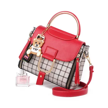 

2020 Summer Women PU Leather Handbag Girls Party Crossbody Shoulder Bag Messenger Tote Wild Plaid Brand Messenger Handbag Purse