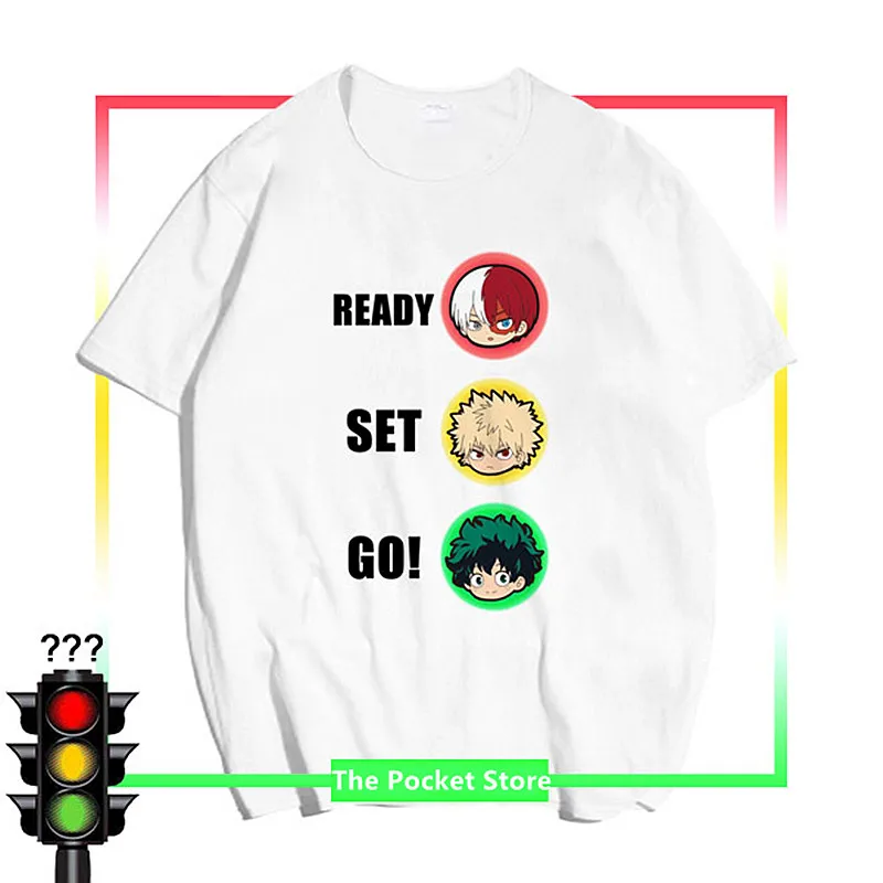 Креативная светофора My Hero Academy унисекс для влюбленных Футболка Harajuku японского аниме уличная летняя хлопковая Футболка одежда - Цвет: 1
