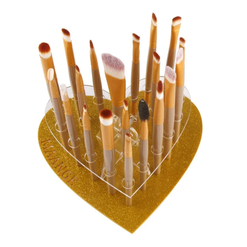 

20 pcs Makeup Brushes Display Stand Hanging Brush Holder Fashion Gold Heart shape Makeup Brushes Display Frame Shipped From US