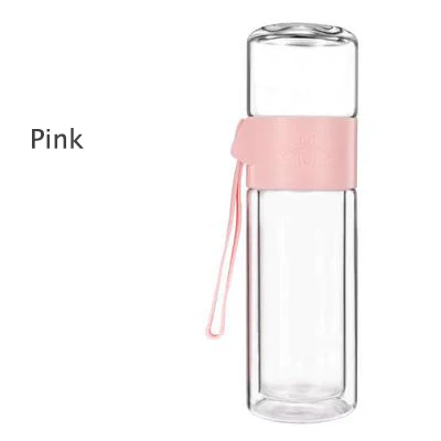 Бизнес Стекло бутылка стеклянный, с двойными стенками Чай чашка с чайным впрыскивателем фильтр Портативный Стекло бутылка для воды обувь для мужчин и женщин; для путешествий подарки - Цвет: pink