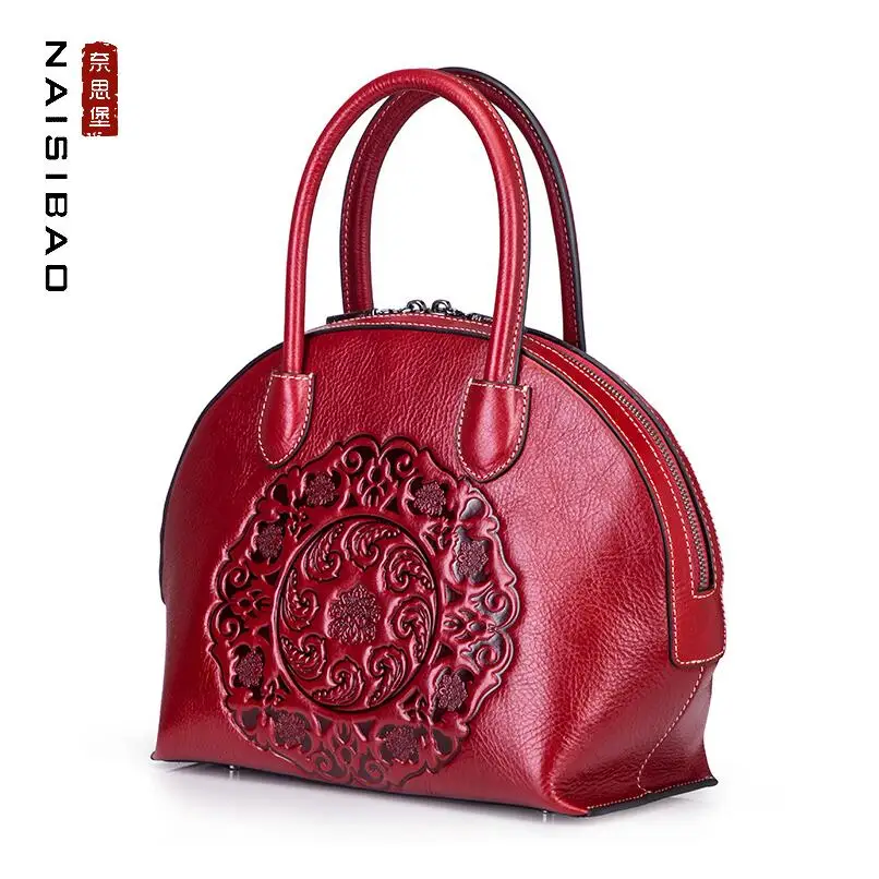 

2018 New Messenger Bag Leather Handbag Shoulder Bags Vintage embossed first layer leather woven bag Shell package