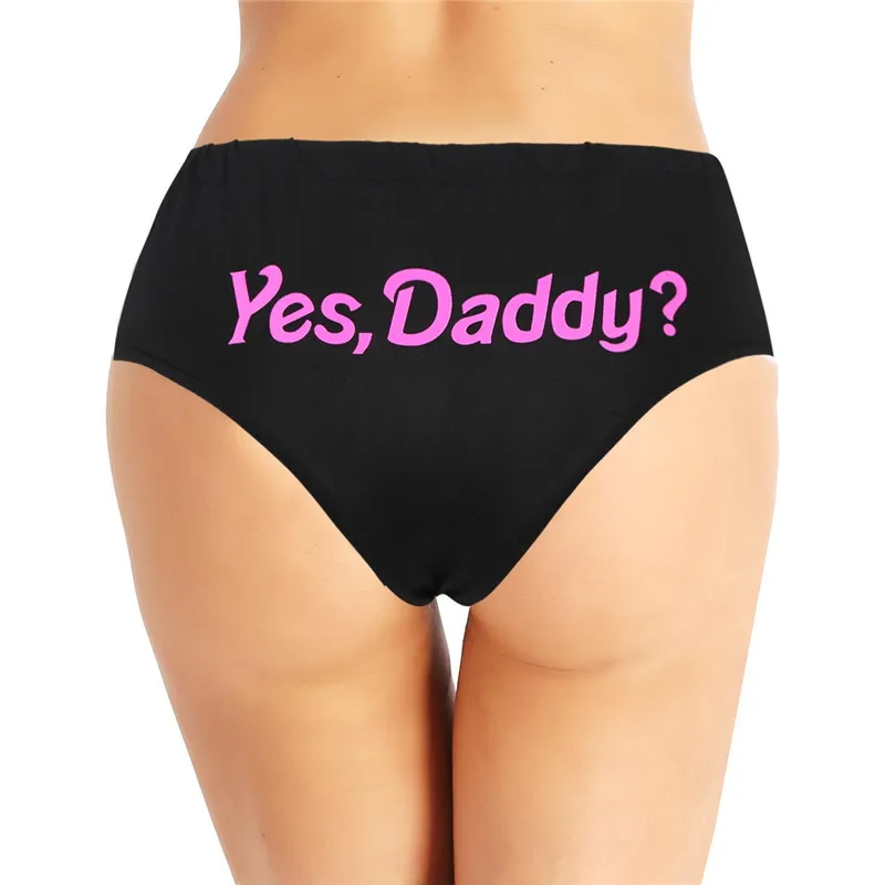 Для женщин женские Yes Daddy буквенный принт Мягкий хлопок нижнее белье с низкой посадкой озорной эластичный пояс трусы нижнее белье трусы