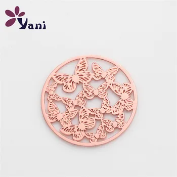 

20pcs/lot Newest 22mm Round Floating Locket Charms Plates Butterfly Window Plates for 30mm Gloass Locket