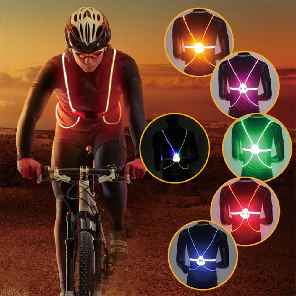 

Mounchain Unisex Outdoor Illuminated Reflective cycling Vest Belt LED Lights Adjustable Safety Running Cycling Vest