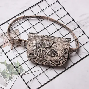 

Snake Leather Waist Belt Bags Women Slim Belt Bag Ladies Round Pu Leather Fanny Packs Female Chest Pack Crossbody Phone Bum Bag