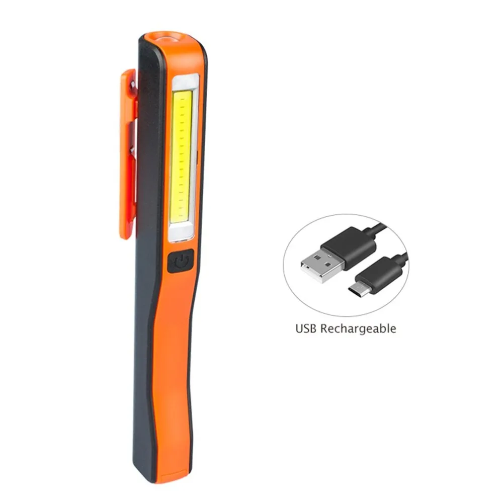

Mini Pen Type COB LED Flashlight Multifunction Torch Light Magnetic Working Inspection Lamp Pocket Light USB Charging