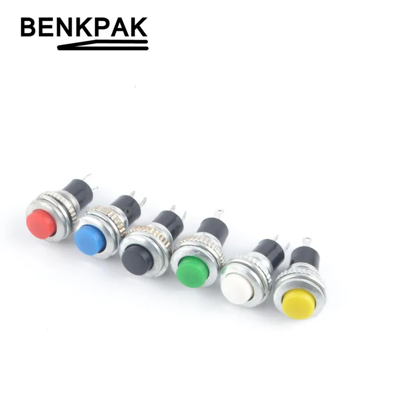 10mm Round Push Button Momentary Self Reset Switch White Red Green Blue Yellow 