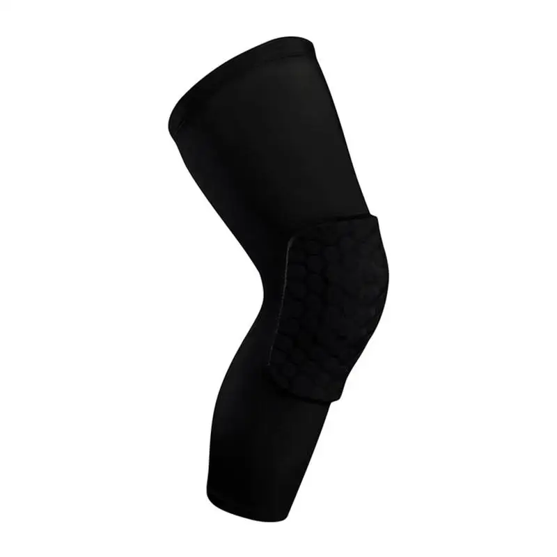 1 шт. баскетбольные наколенники рукава сотовая Скоба эластичные защитные наколенники снаряжение волейбольная поддержка - Цвет: black