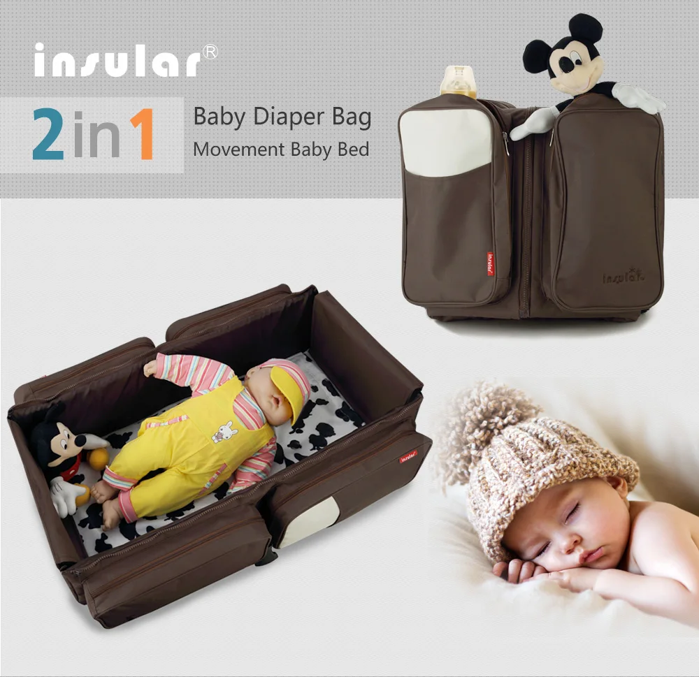 Portable Baby Bed Crib Outdoor Folding Bed Travelling Baby Diaper Bag