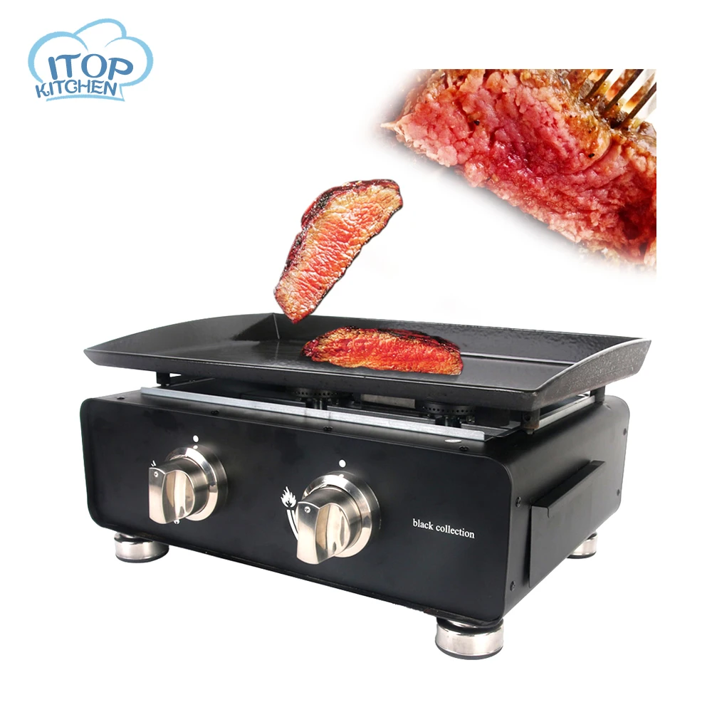 ITOP Gas BBQ Grill with Oil Collector Plancha Griddle Steak Meat