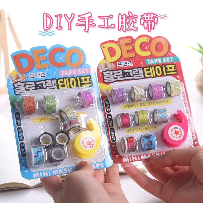 Coloffice 9PCS/Set Tape Cute Shredded Paper Tape Whole Volume Cartoon Handmade DIY Hand Book Album Diary Hand Account Decoration